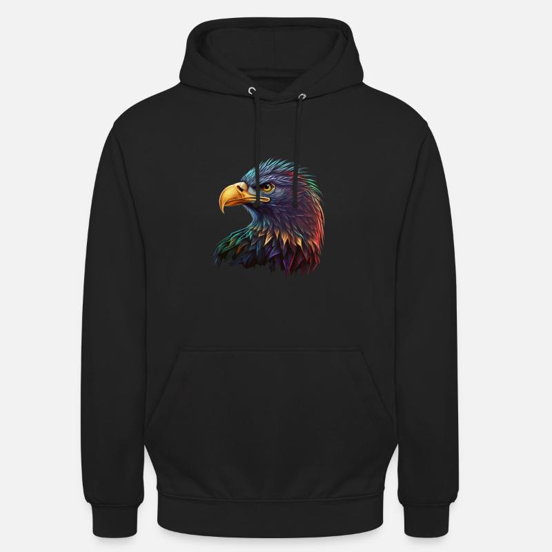 AIGLE REGARDANT A GAUCHE - MULTIPLE COULEURS - Sweat-shirt à capuche unisexe - noir