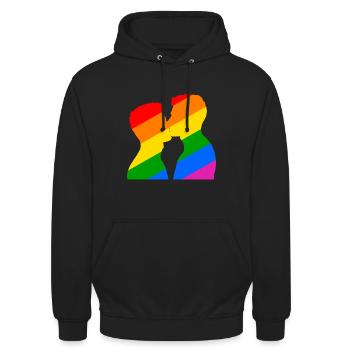 Schwule Liebe ist erotisch - Unisex Hoodie - Schwarz - Vorne - Alina (178cm) & Michal (187cm)