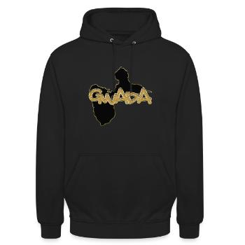 Gwada Or Carte Guadeloupe Luxueuse - Sweat-shirt à capuche unisexe - noir - Devant - Alina (178cm) & Michal (187cm)