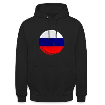 Russland Flagge Vintage Russische Fahne Used Look - Unisex Hoodie - Schwarz - Vorne - Alina (178cm) & Michal (187cm)