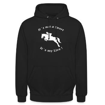 Idées de cadeaux pour l'équitation équestre - Sweat-shirt à capuche unisexe - noir - Devant - Alina (178cm) & Michal (187cm)