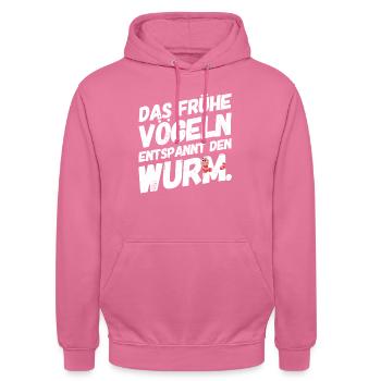 Lustige Witzige Sex Sprüche Wurm - Unisex Hoodie - Pink - Vorne - Alina (178cm) & Michal (187cm)
