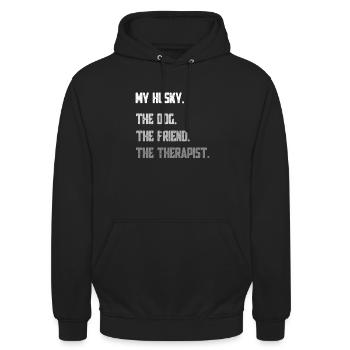 Husky - Unisex Hoodie - black - Front - Alina (178cm) & Michal (187cm)