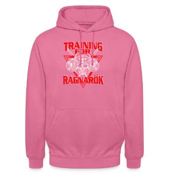 Vikings train for Ragnarök - Unisex Hoodie - pink - Front - Alina (178cm) & Michal (187cm)