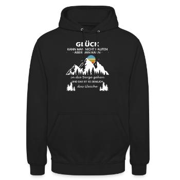 Glück kann man nicht kaufen Bergen - Unisex Hoodie - Schwarz - Vorne - Alina (178cm) & Michal (187cm)