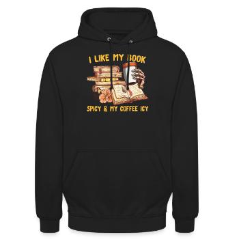 Bücherliebhaber Buch Leser Kaffee Liebhaber - Unisex Hoodie - Schwarz - Vorne - Alina (178cm) & Michal (187cm)
