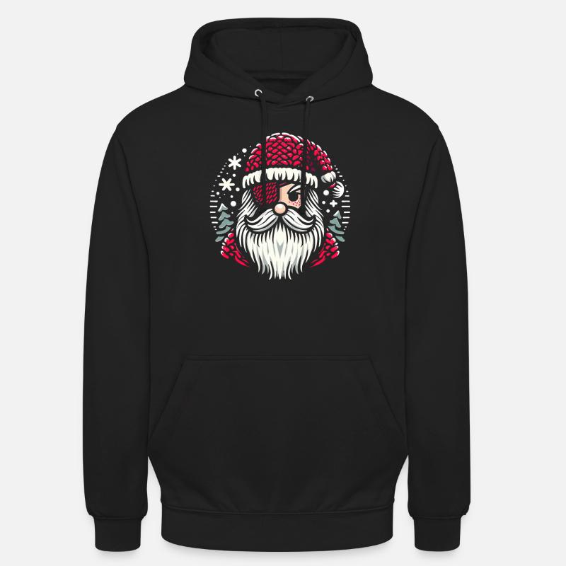 Weihnachtsmann Strickmuster mit Augenklappe - Unisex Hoodie - Schwarz