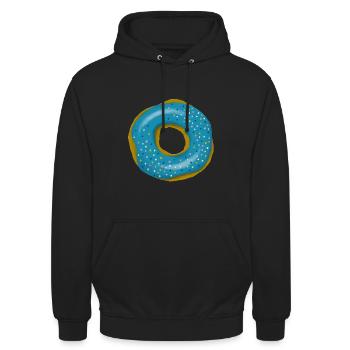 Donut mit blauem Zuckerguss und Streuseln - Unisex Hoodie - Schwarz - Vorne - Alina (178cm) & Michal (187cm)