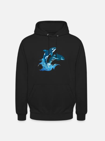 Hval havdyr sværdhval orca - Hættetrøje unisex - sort