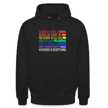 Rainbow Regenbogen Lesbe Pride LGBTQ Kleidung Mann - Unisex Hoodie - Schwarz - Vorne - Alina (178cm) & Michal (187cm)