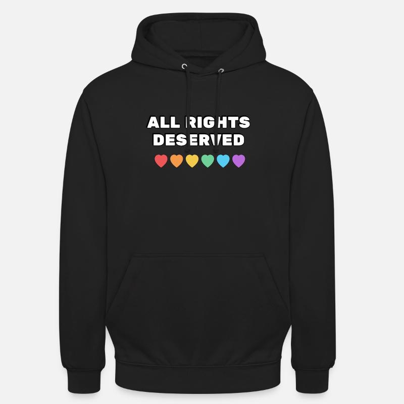 TOUS DROITS MÉRITÉS Rainbow Hearts - Sweat-shirt à capuche unisexe - noir
