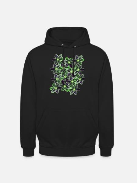 fleurs vertes - Sweat-shirt à capuche unisexe - noir