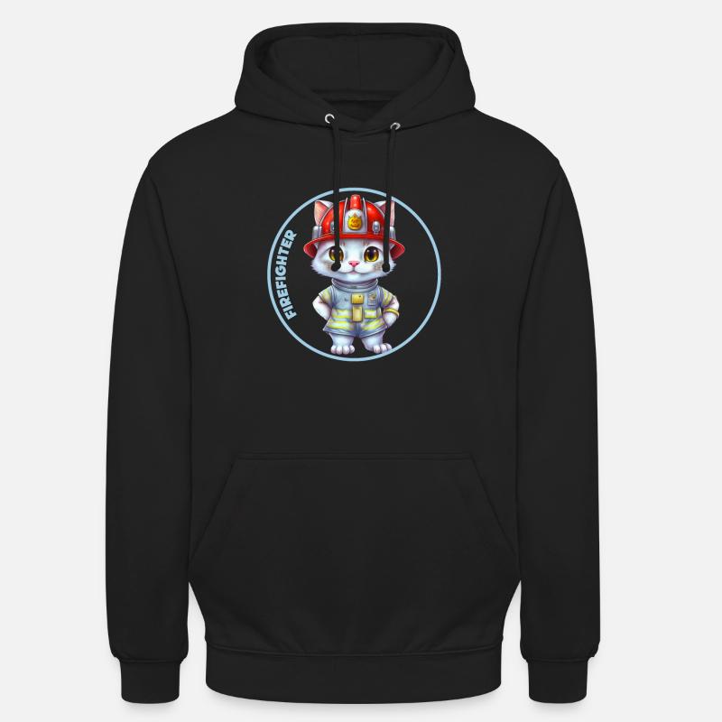 Pompier, chat doux - Sweat-shirt à capuche unisexe - noir