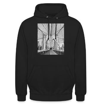 Brooklyn Bridge - Unisex Hoodie - Schwarz - Vorne - Alina (178cm) & Michal (187cm)