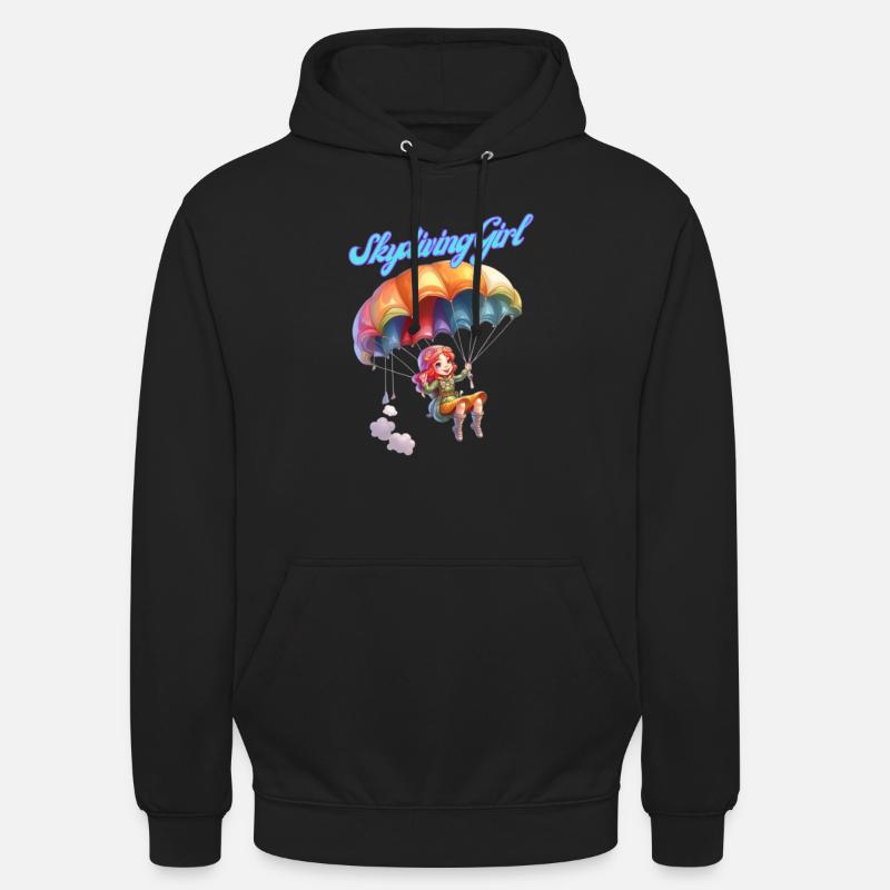 Fallschirmspringendes Mädchen - Unisex Hoodie - Schwarz
