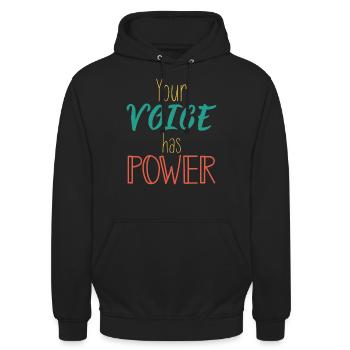 your voice has power - Unisex Hoodie - black - Front - Alina (178cm) & Michal (187cm)