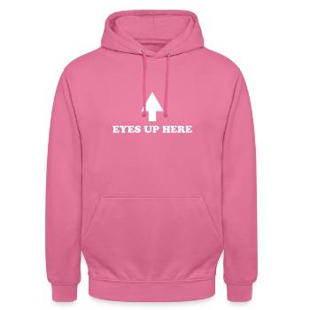 Chemise drôle : Les yeux en l’air - Sweat-shirt à capuche unisexe - rose - Devant - Alina (178cm) & Michal (187cm)