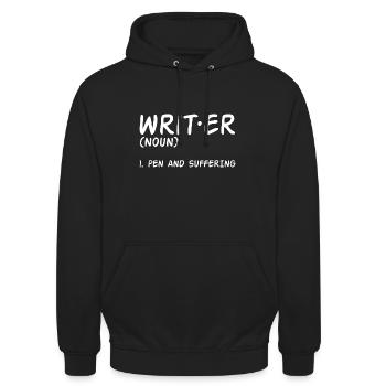 Writer, Pen And Suffering - Unisex Hoodie - black - Front - Alina (178cm) & Michal (187cm)