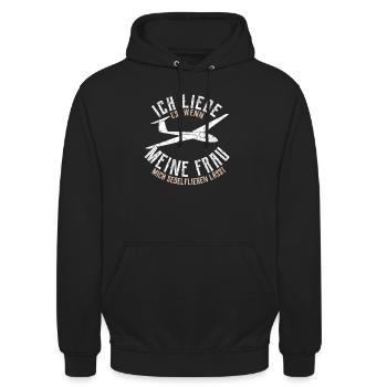 Segelflugzeug Segelflieger Segelflug Geschenk - Unisex Hoodie - Schwarz - Vorne - Alina (178cm) & Michal (187cm)