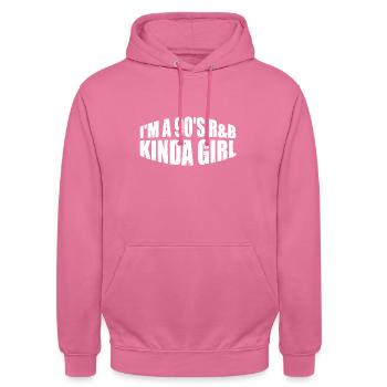 Je suis une R’B Kinda Girl des années 90 23 - Sweat-shirt à capuche unisexe - rose - Devant - Alina (178cm) & Michal (187cm)