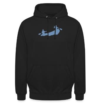 Rafting Silhouette Bateau pneumatique d’eau vive Rivière - Sweat-shirt à capuche unisexe - noir - Devant - Alina (178cm) & Michal (187cm)