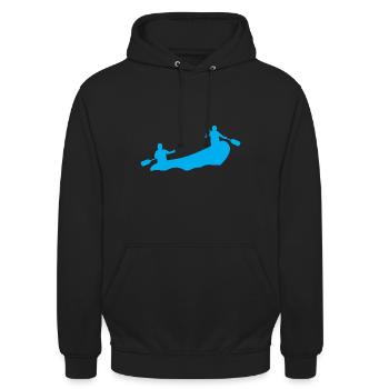 Rafting Silhouette Bateau pneumatique d’eau vive Rivière - Sweat-shirt à capuche unisexe - noir - Devant - Alina (178cm) & Michal (187cm)