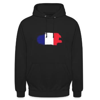 Frankreich Flagge Used Look Französische Fahne - Unisex Hoodie - Schwarz - Vorne - Alina (178cm) & Michal (187cm)