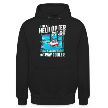 Heli Hubschrauber Pilot Helikopter Geschenk - Unisex Hoodie - Schwarz - Vorne - Alina (178cm) & Michal (187cm)