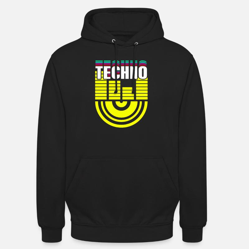 Techno - Sweat-shirt à capuche unisexe - noir