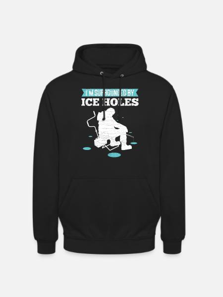 Eisangeln Geschenk Eisfischen - Unisex Hoodie - Schwarz