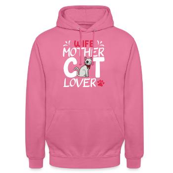Fête des mères chat mignon mère - Sweat-shirt à capuche unisexe - rose - Devant - Alina (178cm) & Michal (187cm)