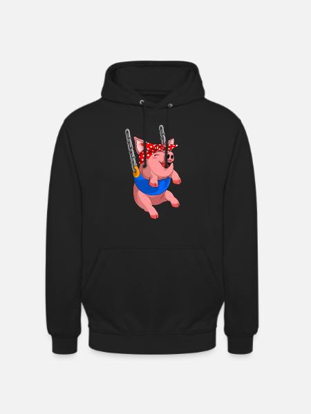 Pig rocks with bandana - Unisex Hoodie - black