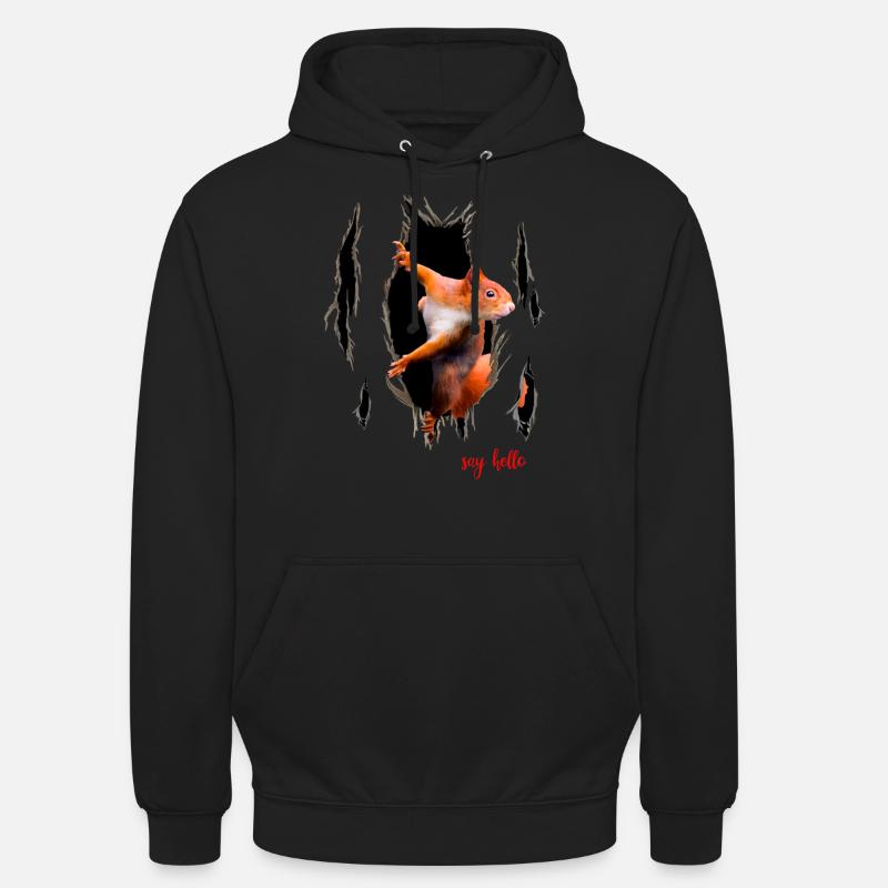SQUIRREL SAY HELLO - Sweat-shirt à capuche unisexe - noir