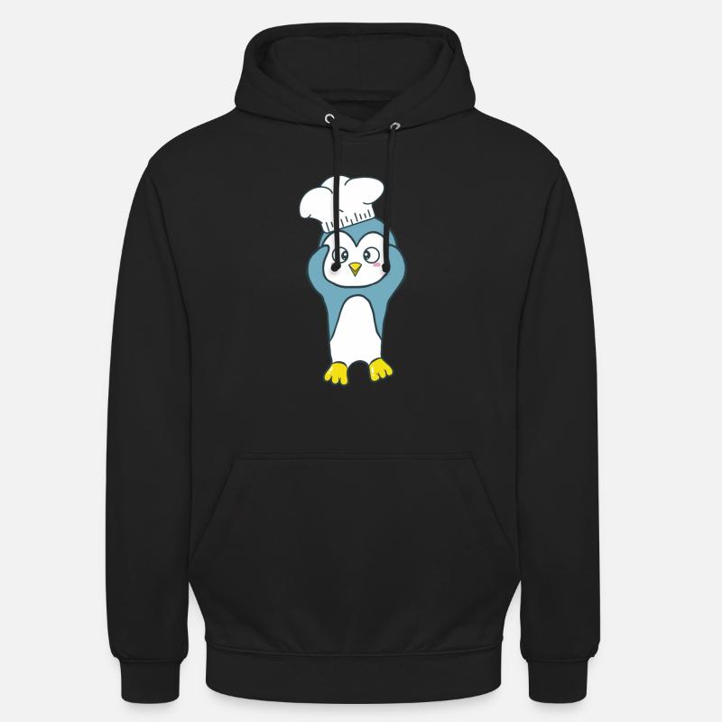Pinguin mit einer Kochmütze - Unisex Hoodie - Schwarz