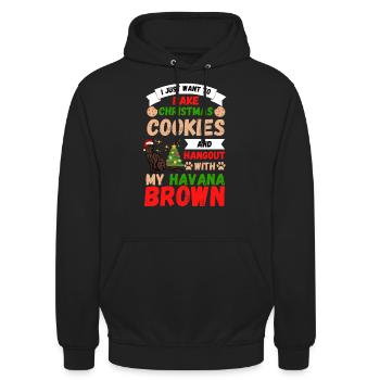 Noël La Havane chat cuisson biscuits avec chat - Sweat-shirt à capuche unisexe - noir - Devant - Alina (178cm) & Michal (187cm)