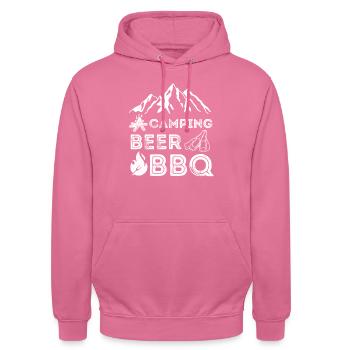 Camping, Bier und BBQ Liebhaber - Unisex Hoodie - Pink - Vorne - Alina (178cm) & Michal (187cm)