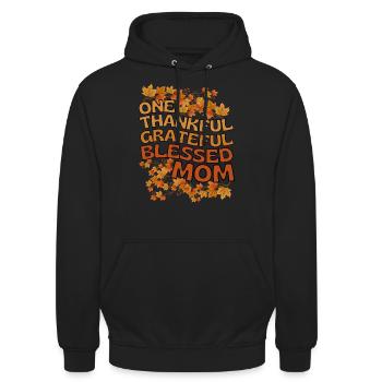 Thankful Mom Mama Herbst Blätter Dankbarkeit - Unisex Hoodie - Schwarz - Vorne - Alina (178cm) & Michal (187cm)