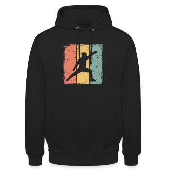 Fechten retro - Unisex Hoodie - Schwarz - Vorne - Alina (178cm) & Michal (187cm)