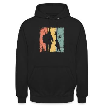 Jagd retro - Unisex Hoodie - Schwarz - Vorne - Alina (178cm) & Michal (187cm)