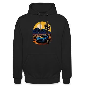 Muscle Car dans le désert - Sweat-shirt à capuche unisexe - noir - Devant - Alina (178cm) & Michal (187cm)