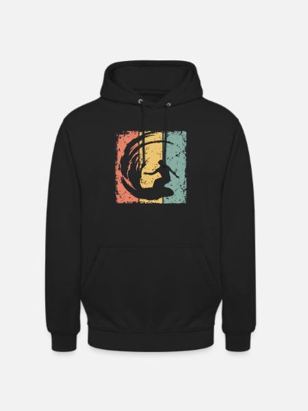 Surf rétro - Sweat-shirt à capuche unisexe - noir