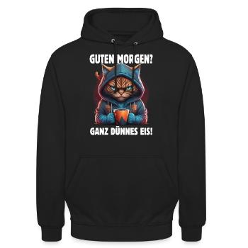 Guten Morgen Ganz dünnes Eis - Unisex Hoodie - Schwarz - Vorne - Alina (178cm) & Michal (187cm)