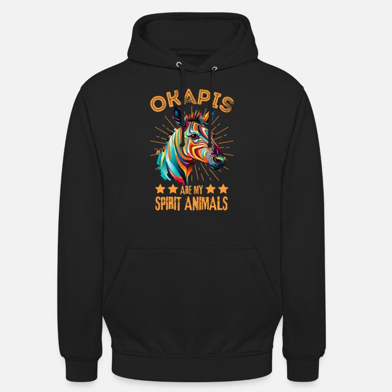 Buntes Okapi Farbkleckse Farbspritzer - Unisex Hoodie - Schwarz