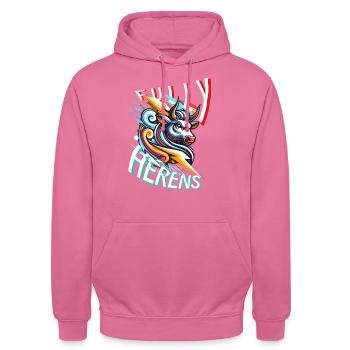 Hérens Kuh, Eringer,Fully - Unisex Hoodie - Pink - Vorne - Alina (178cm) & Michal (187cm)