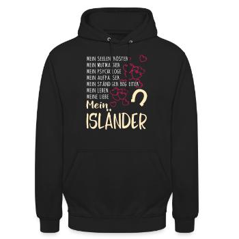 ISLÄNDER - mein - Unisex Hoodie - Schwarz - Vorne - Alina (178cm) & Michal (187cm)