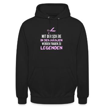 Friseurin - Unisex Hoodie - Schwarz - Vorne - Alina (178cm) & Michal (187cm)