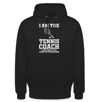 Tennistrainer Tennis Coach Lustiges Geschenk - Unisex Hoodie - Schwarz - Vorne - Alina (178cm) & Michal (187cm)