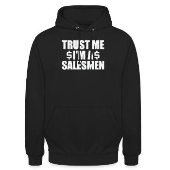Lustige Verkäufer Geschenkidee - Unisex Hoodie - Schwarz - Vorne - Alina (178cm) & Michal (187cm)