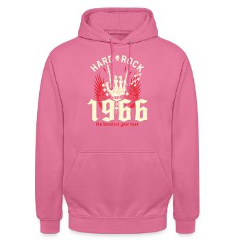 60 Ans Rockeur 60eme Anniversaire 1966 - Sweat-shirt à capuche unisexe - rose - Devant - Alina (178cm) & Michal (187cm)