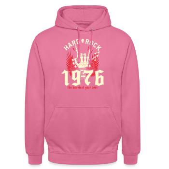 50 Ans Rockeur 50eme Anniversaire 1976 - Sweat-shirt à capuche unisexe - rose - Devant - Alina (178cm) & Michal (187cm)
